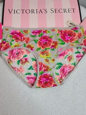 Y2K Victoria's Secret Fabulous Satin Hiphugger Panty Size M Vivid Floral